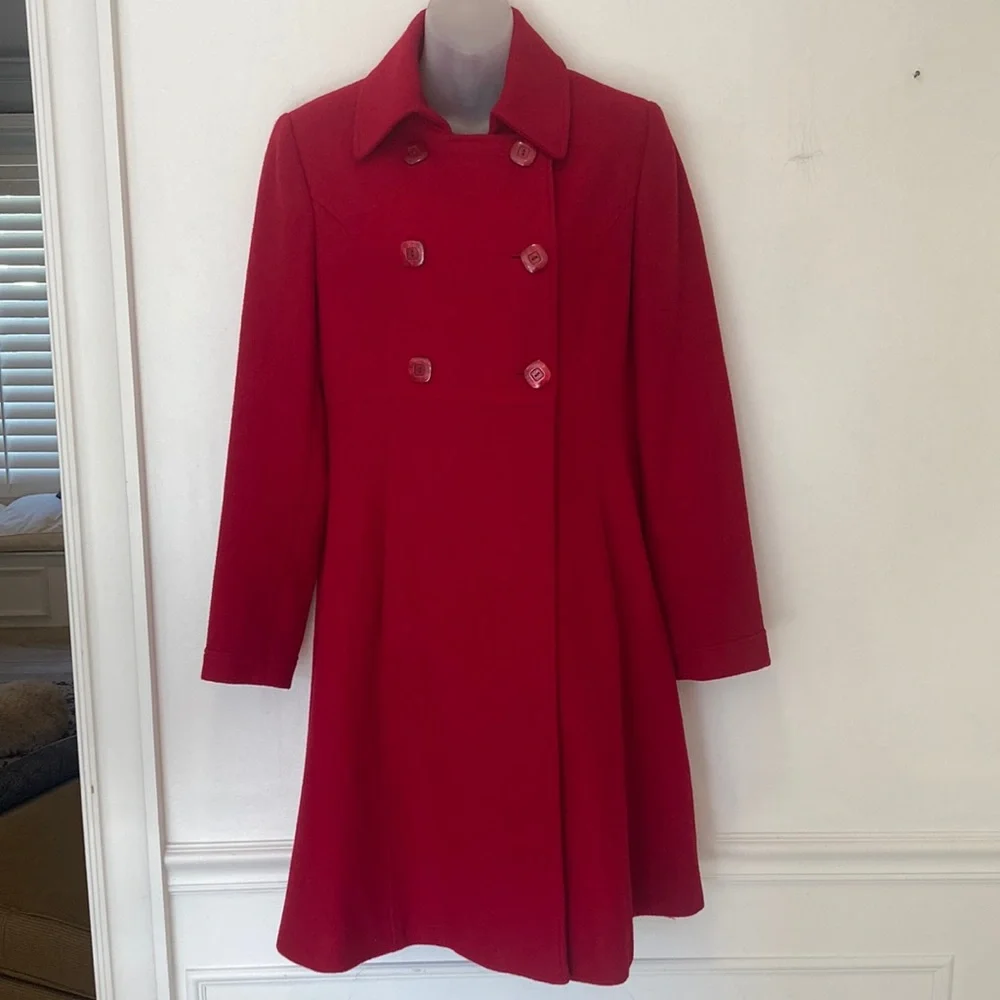 Via Women's Red Double Breasted Coat in Size 10 - Picture 1 of 5
